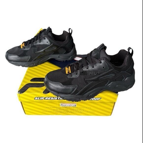 Fila Lateshift Black Slip Resistant Waterproof Memory Foam Men’s Work Shoe XWide - Picture 4 of 16